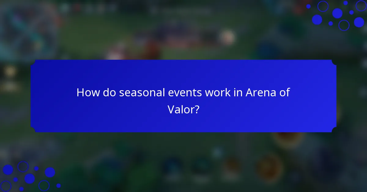 How do seasonal events work in Arena of Valor?