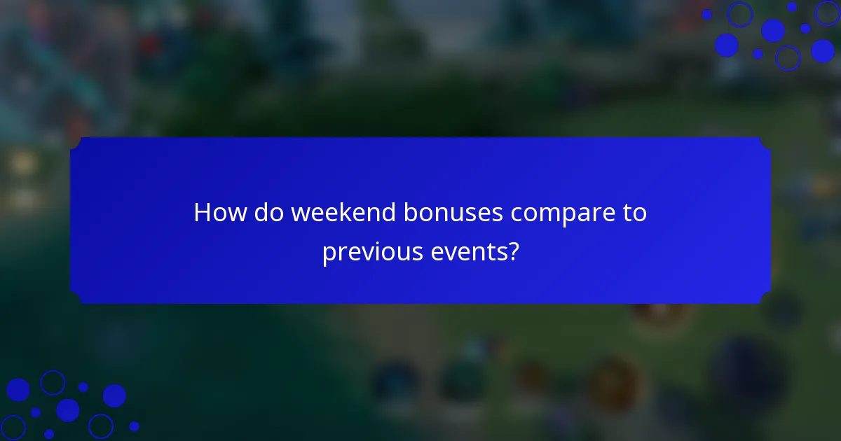 How do weekend bonuses compare to previous events?