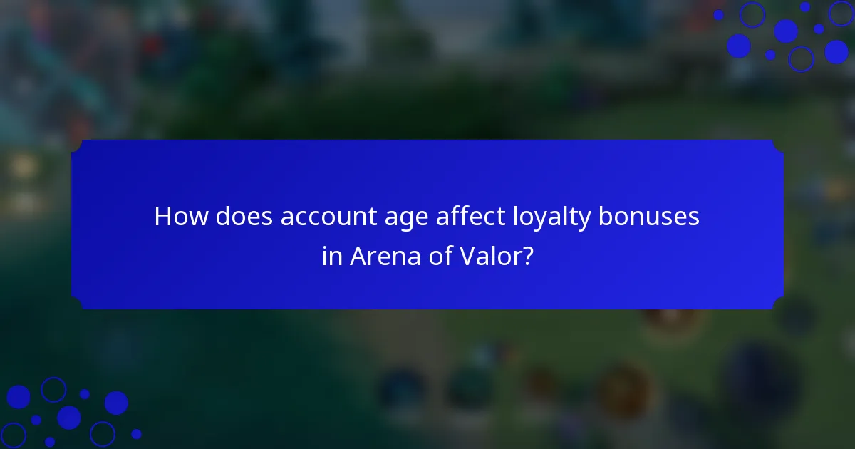 How does account age affect loyalty bonuses in Arena of Valor?