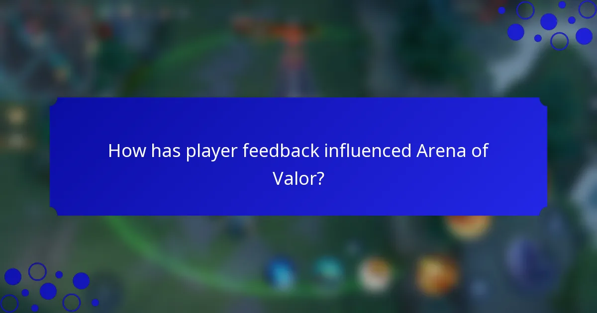 How has player feedback influenced Arena of Valor?