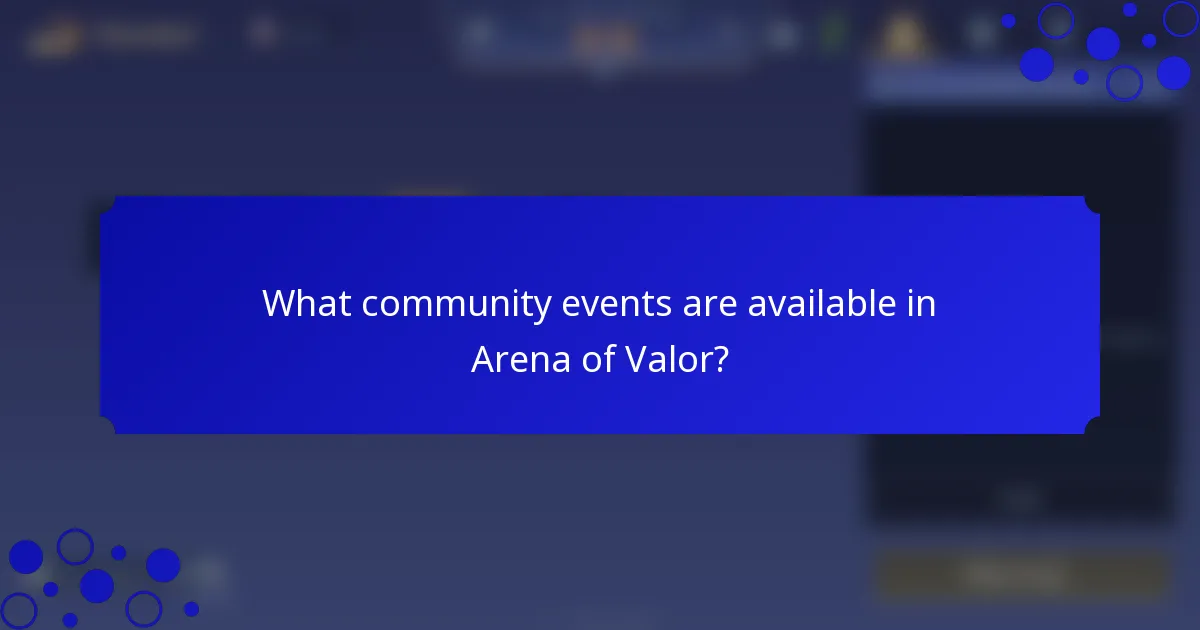What community events are available in Arena of Valor?