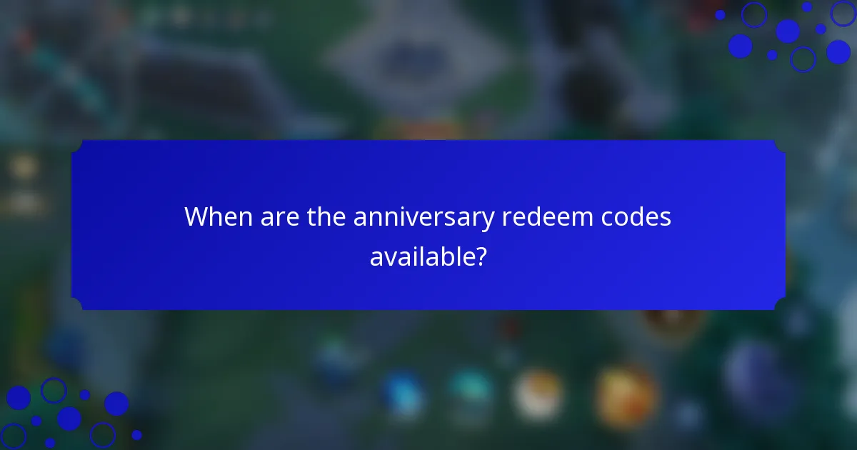 When are the anniversary redeem codes available?