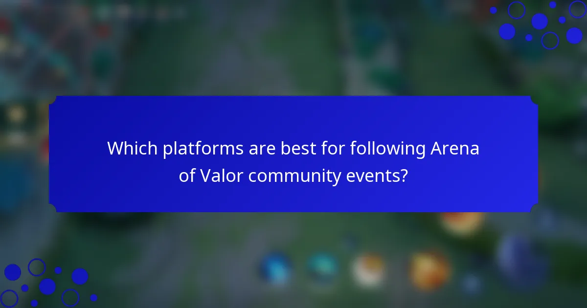 Which platforms are best for following Arena of Valor community events?
